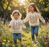 هودی دخترانه طرح گل با گل های پفکی برجسته