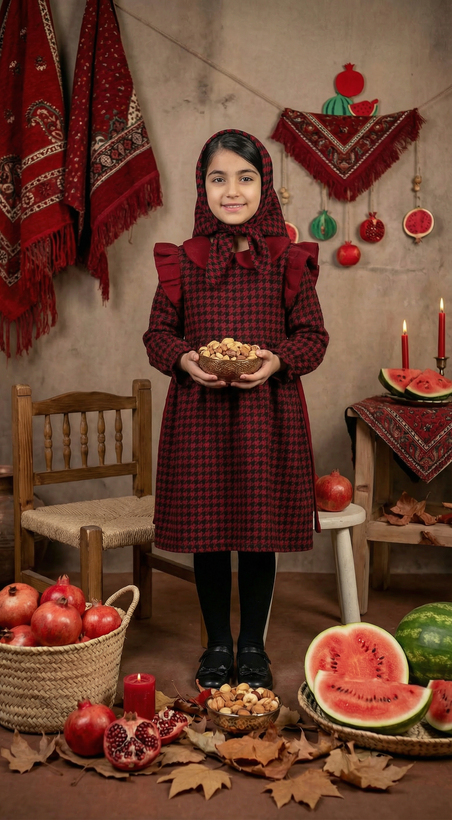 سارافن چهارخانه قرمز دخترانه